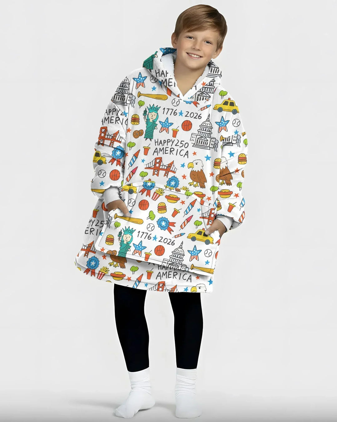 Happy 250 America 7626 Wearable Bamboo Blanket Hoodie