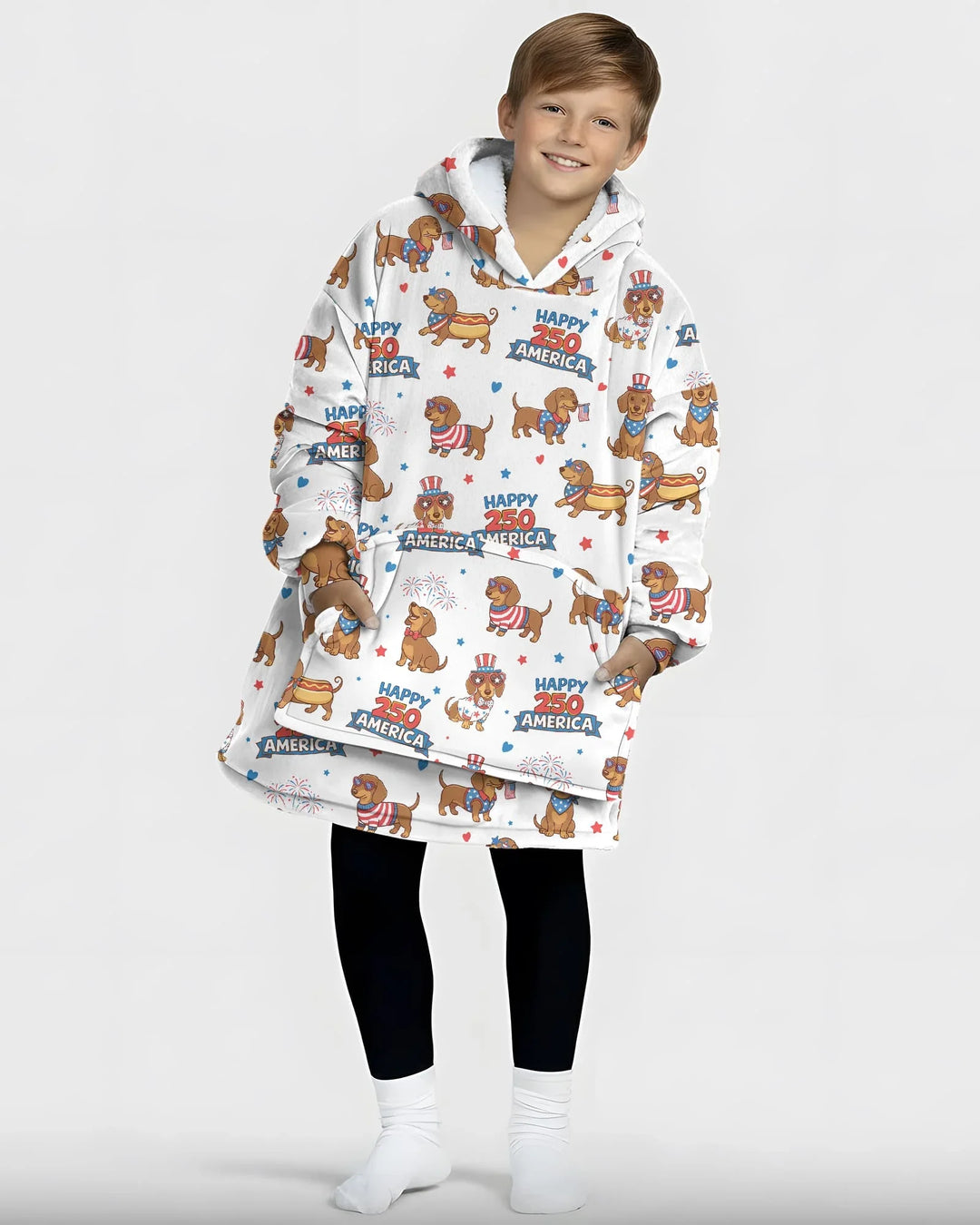 Red, White & Wiener Wearable Bamboo Blanket Hoodie