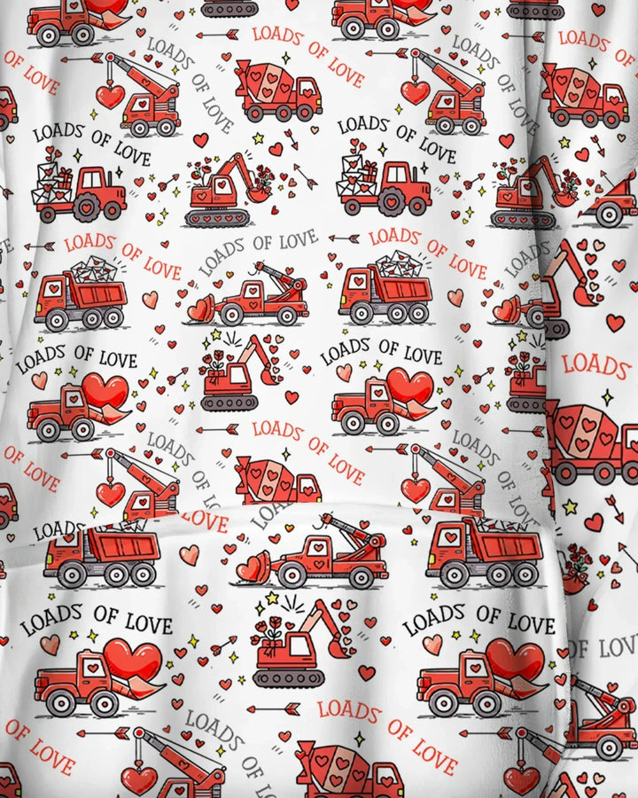 Construction Trucks Loads of Love Wearable Bamboo Blanket Hoodie
