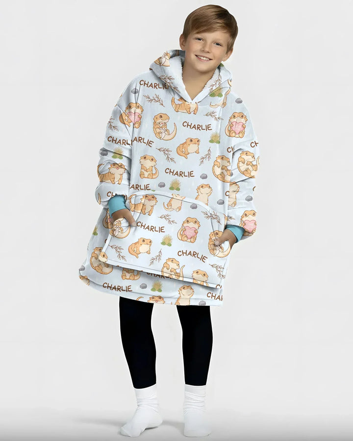 Custom Name Clueless Beardie Wearable Bamboo Blanket Hoodie