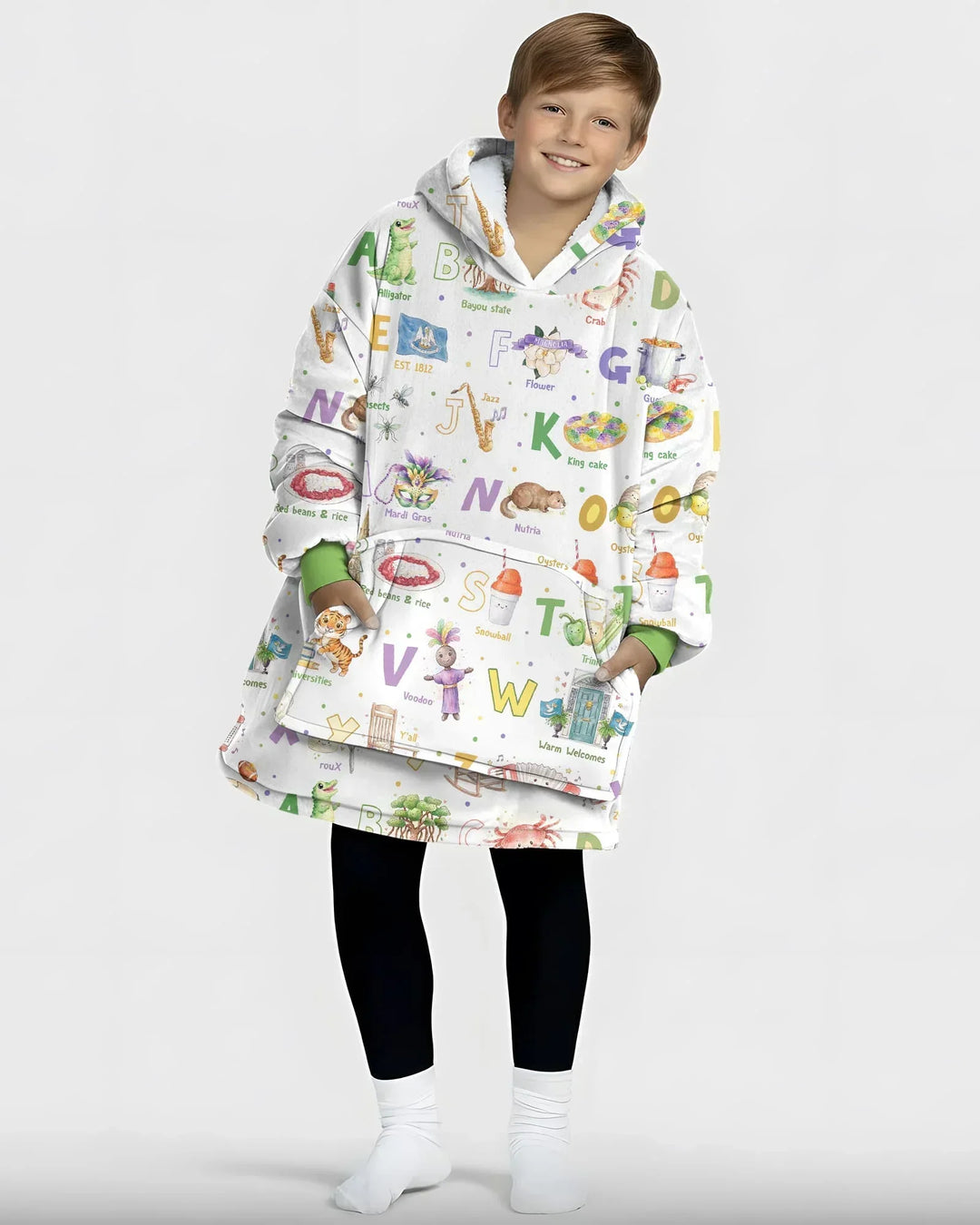 Alphabet of Lousiana Wearable Bamboo Blanket Hoodie
