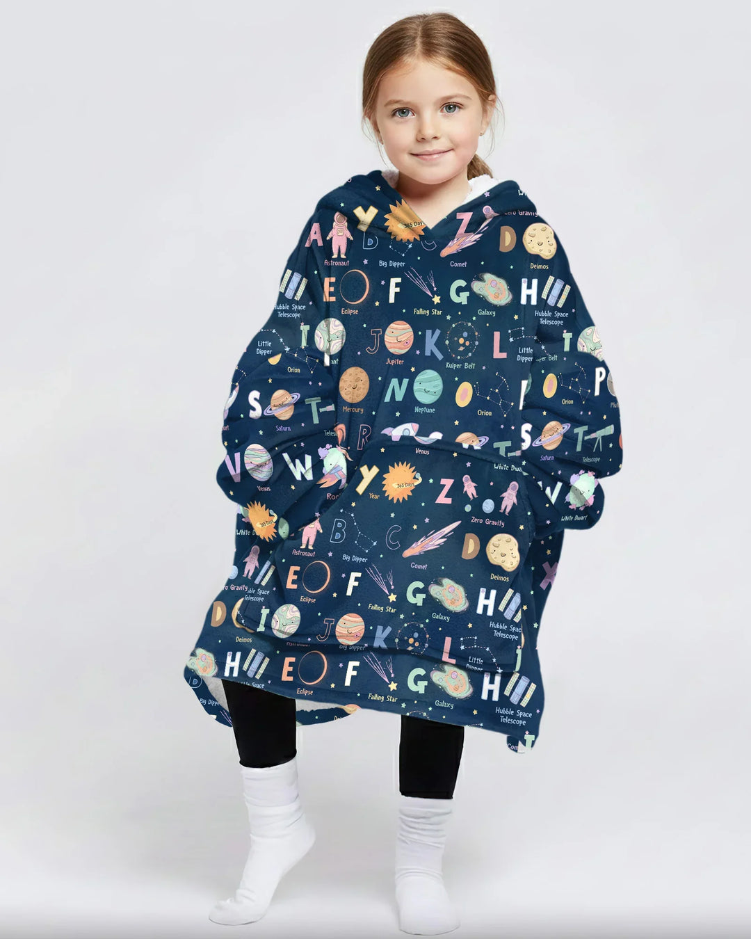 Space Alphabet Bamboo Blanket Hoodie