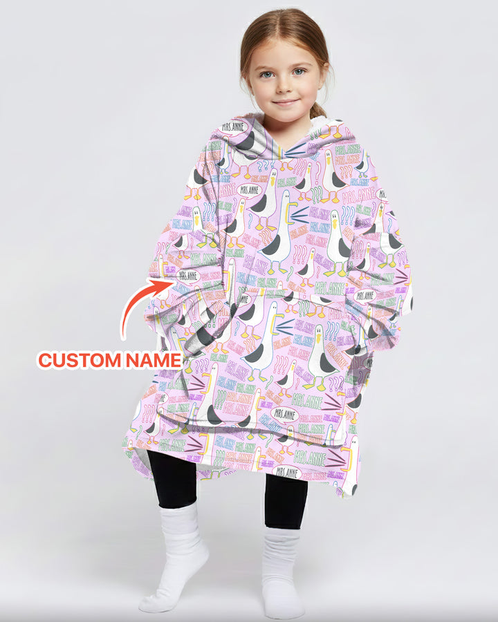 Teacher Teacher Teacher Funny Seagull Bamboo Blanket Hoodie