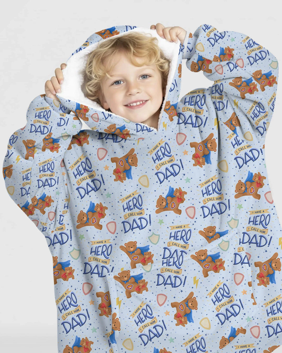 I Have A Hero Daddy & Me Matching Bamboo Blanket Hoodie