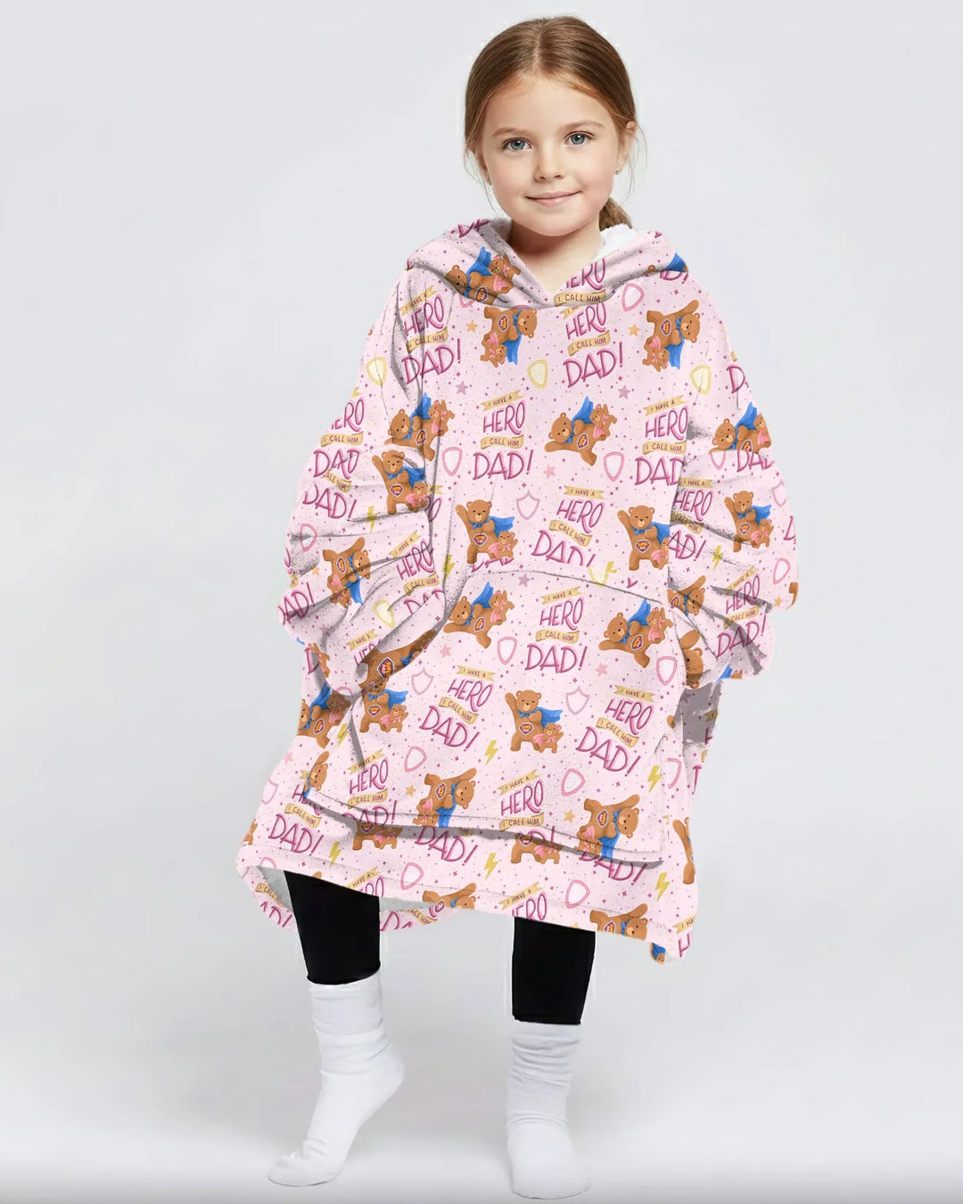 I Have A Hero Daddy & Me Matching Bamboo Blanket Hoodie