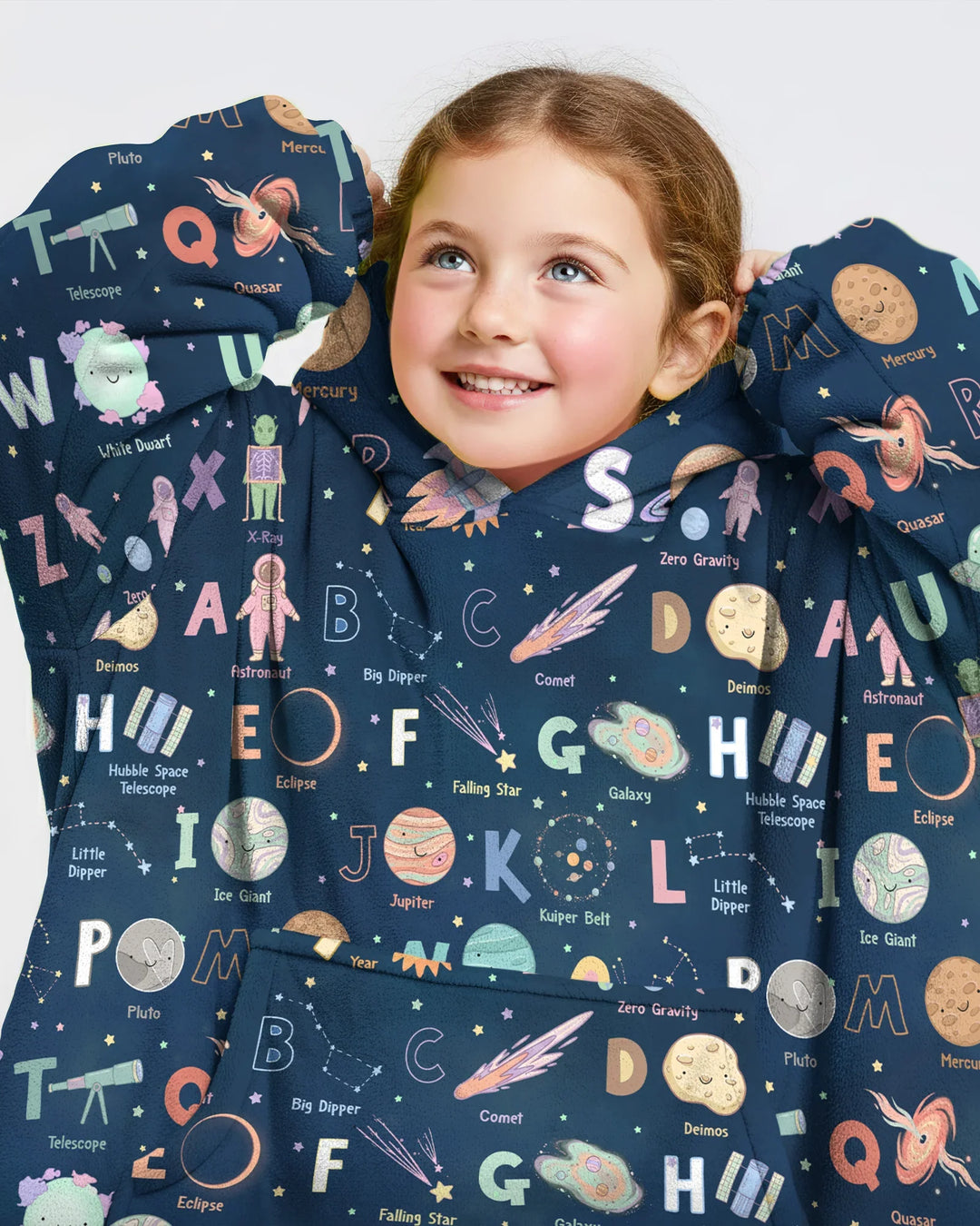 Space Alphabet Bamboo Blanket Hoodie