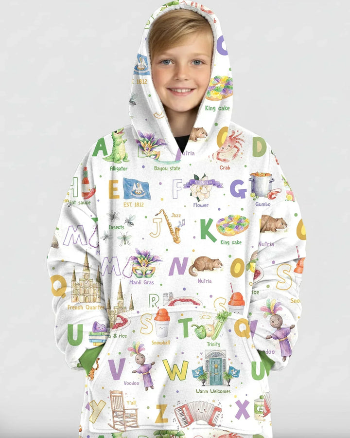 Alphabet of Lousiana Wearable Bamboo Blanket Hoodie