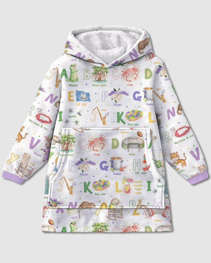 Alphabet of Lousiana Wearable Bamboo Blanket Hoodie