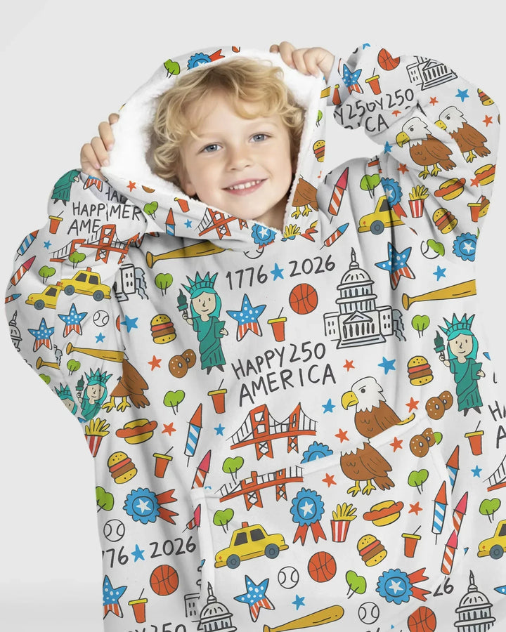 Happy 250 America 7626 Wearable Bamboo Blanket Hoodie