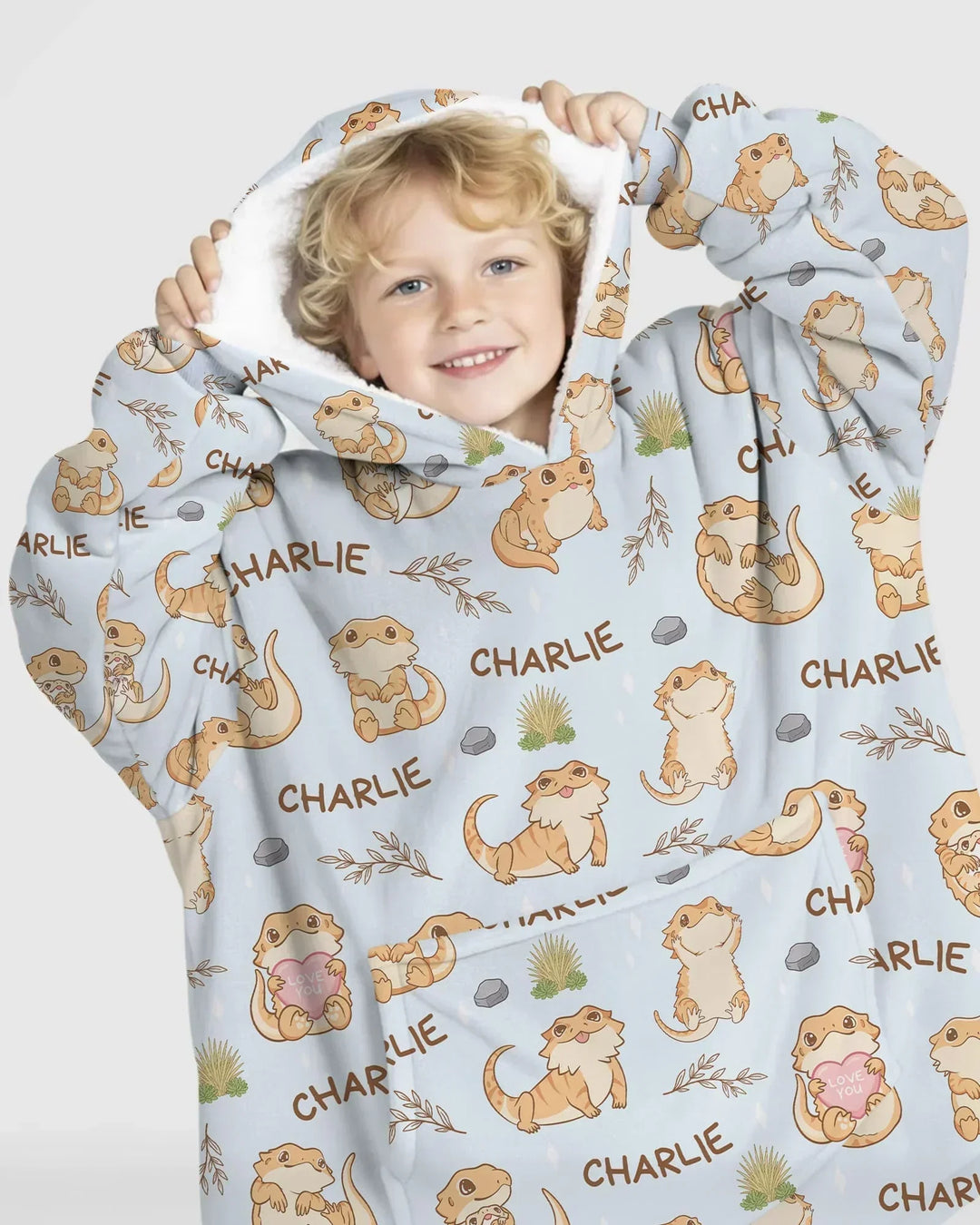 Custom Name Clueless Beardie Wearable Bamboo Blanket Hoodie