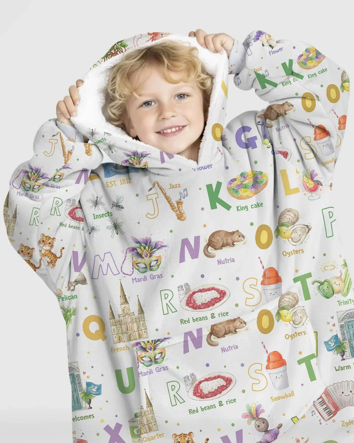Alphabet of Lousiana Wearable Bamboo Blanket Hoodie