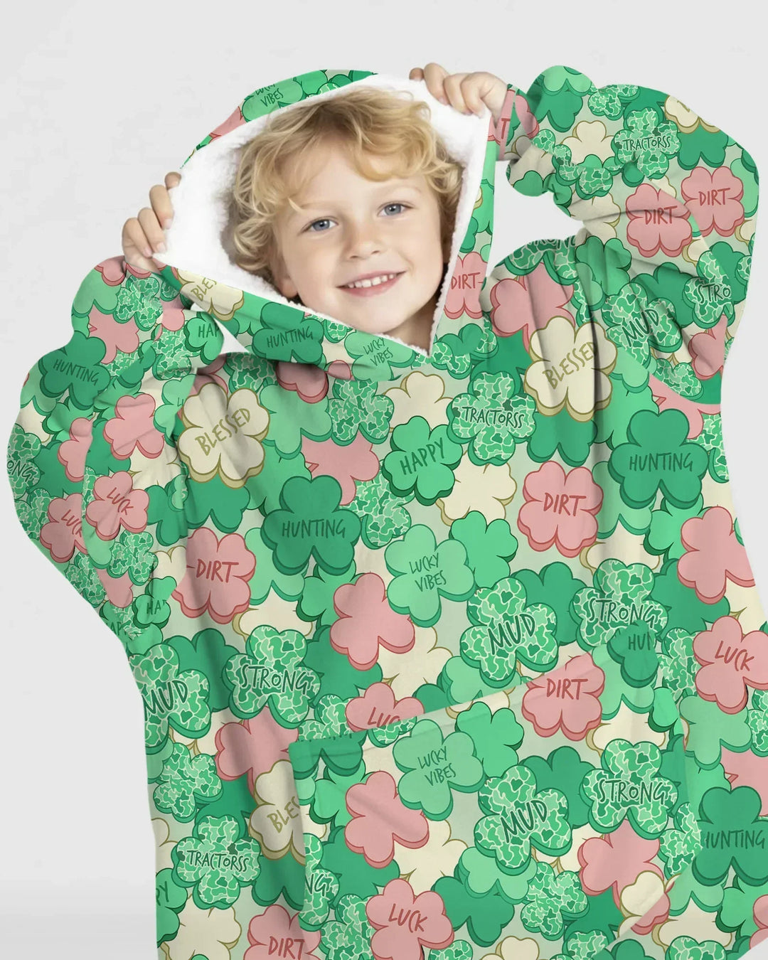 Lucky Vibes Shamrock Wearable Bamboo Blanket Hoodie