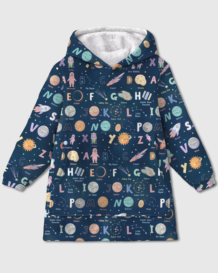 Space Alphabet Bamboo Blanket Hoodie