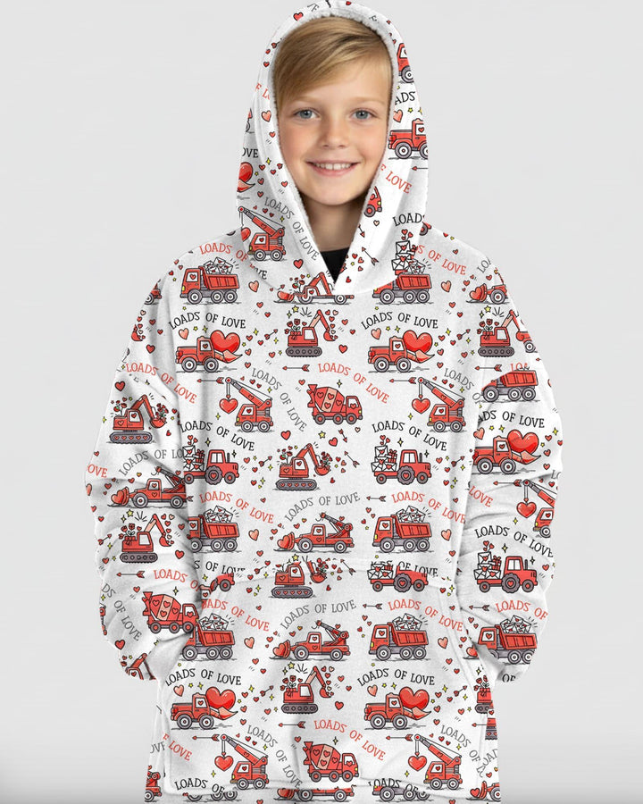 Construction Trucks Loads of Love Wearable Bamboo Blanket Hoodie