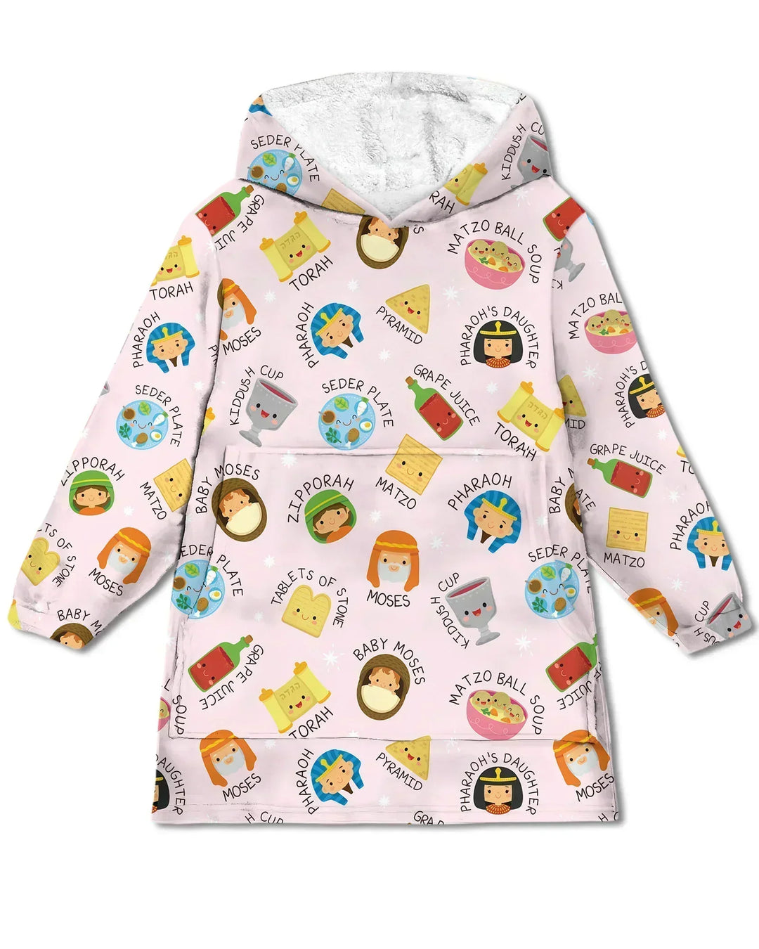 Cute Passover Characters Wearable Bamboo Blanket Hoodie