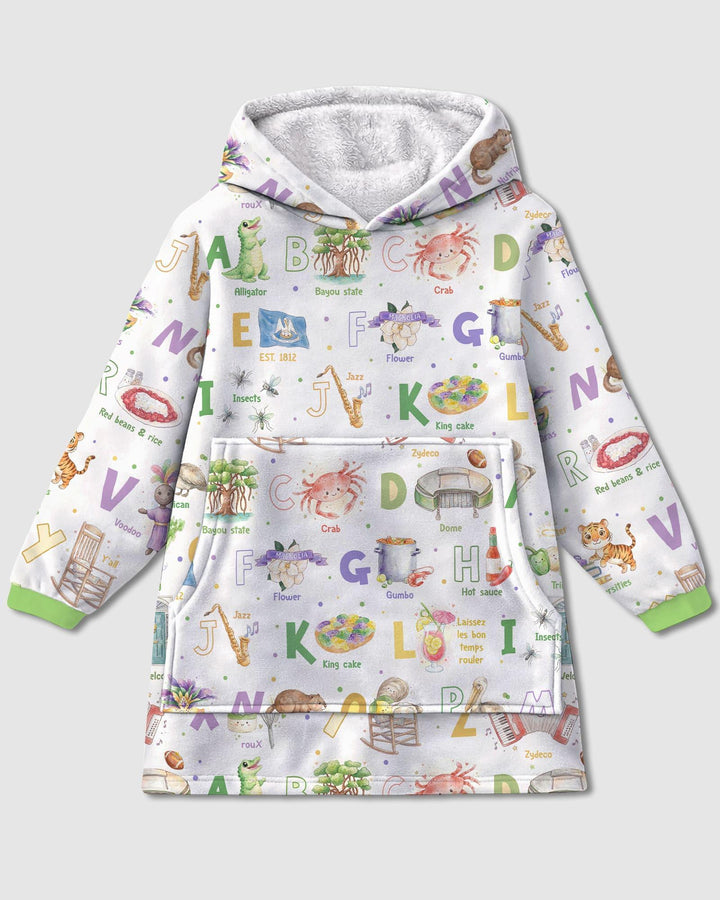 Alphabet of Lousiana Wearable Bamboo Blanket Hoodie