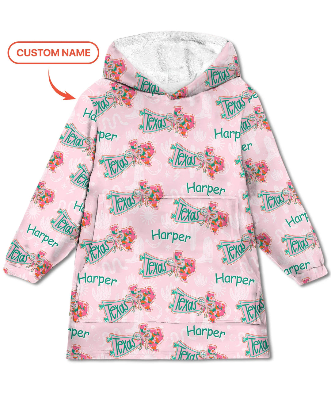 Custom Name Preppy Texas Charm Bamboo Blanket Hoodie