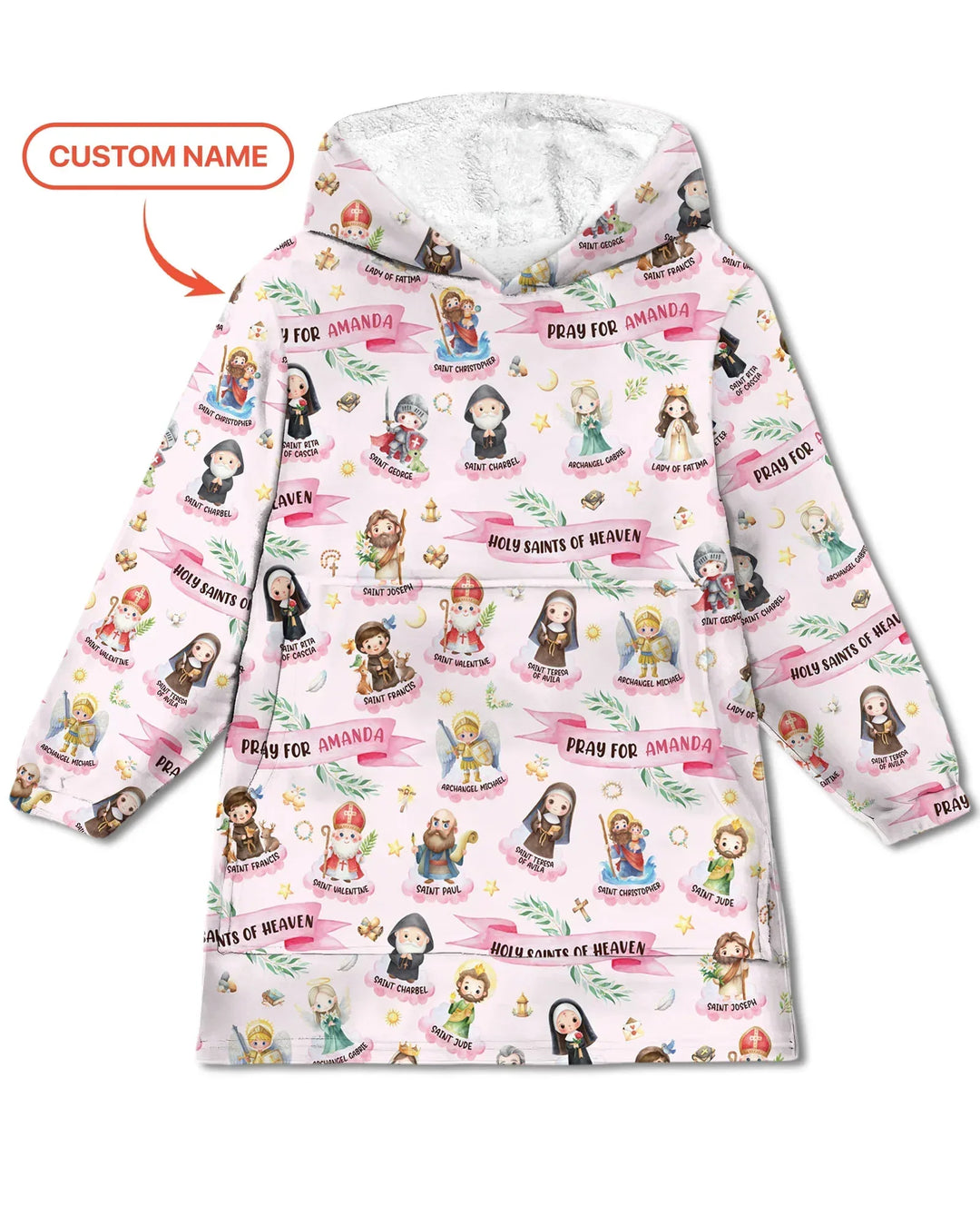 Holy Saints of Heaven Custom Name Bamboo Blanket Hoodie