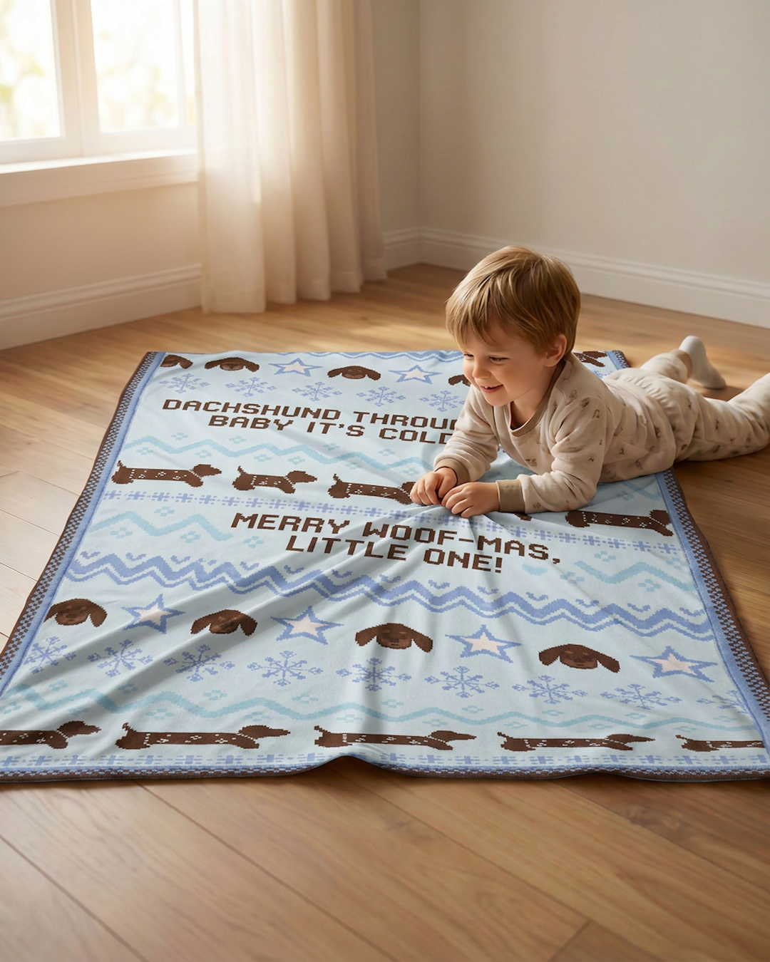 Snowy Puppy Dream Bamboo Blanket