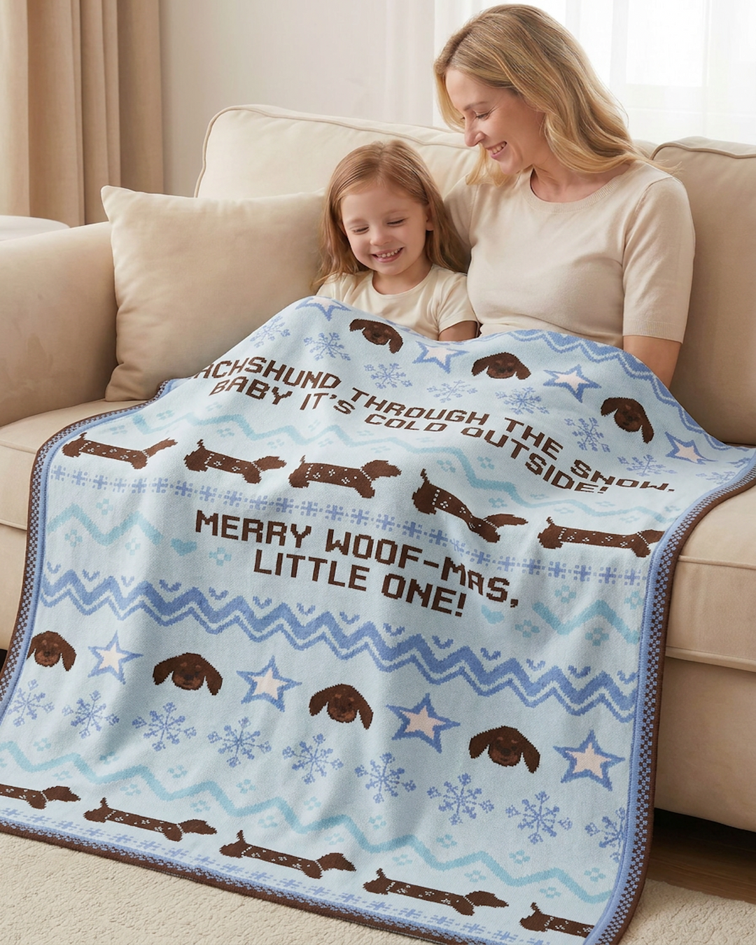 Snowy Puppy Dream Bamboo Blanket