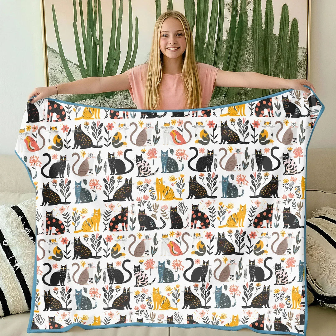 Botanical Cats Bamboo Blanket