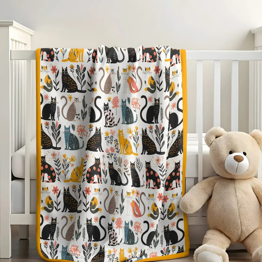 Botanical Cats Bamboo Blanket