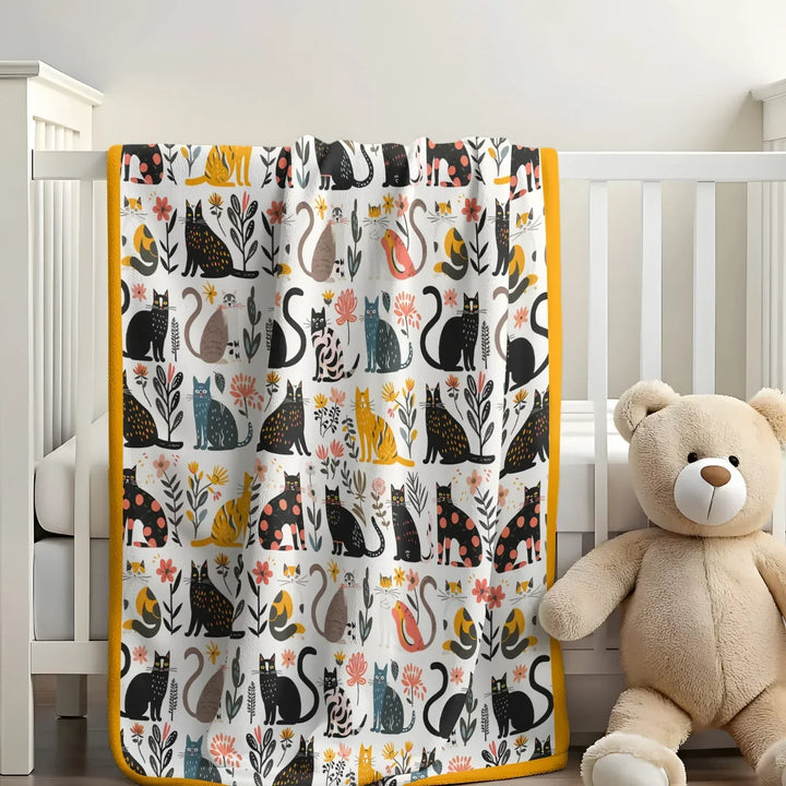 Botanical Cats Bamboo Blanket