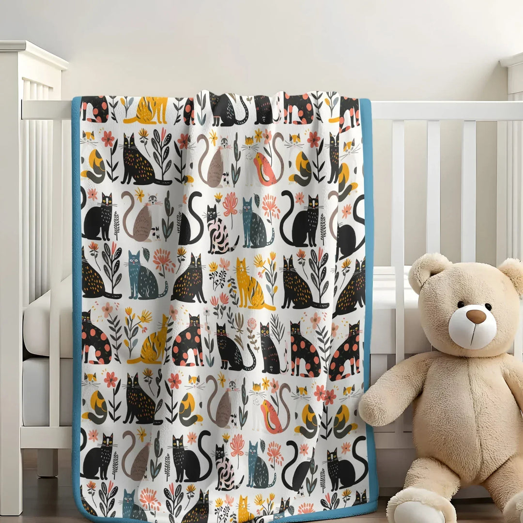 Botanical Cats Bamboo Blanket