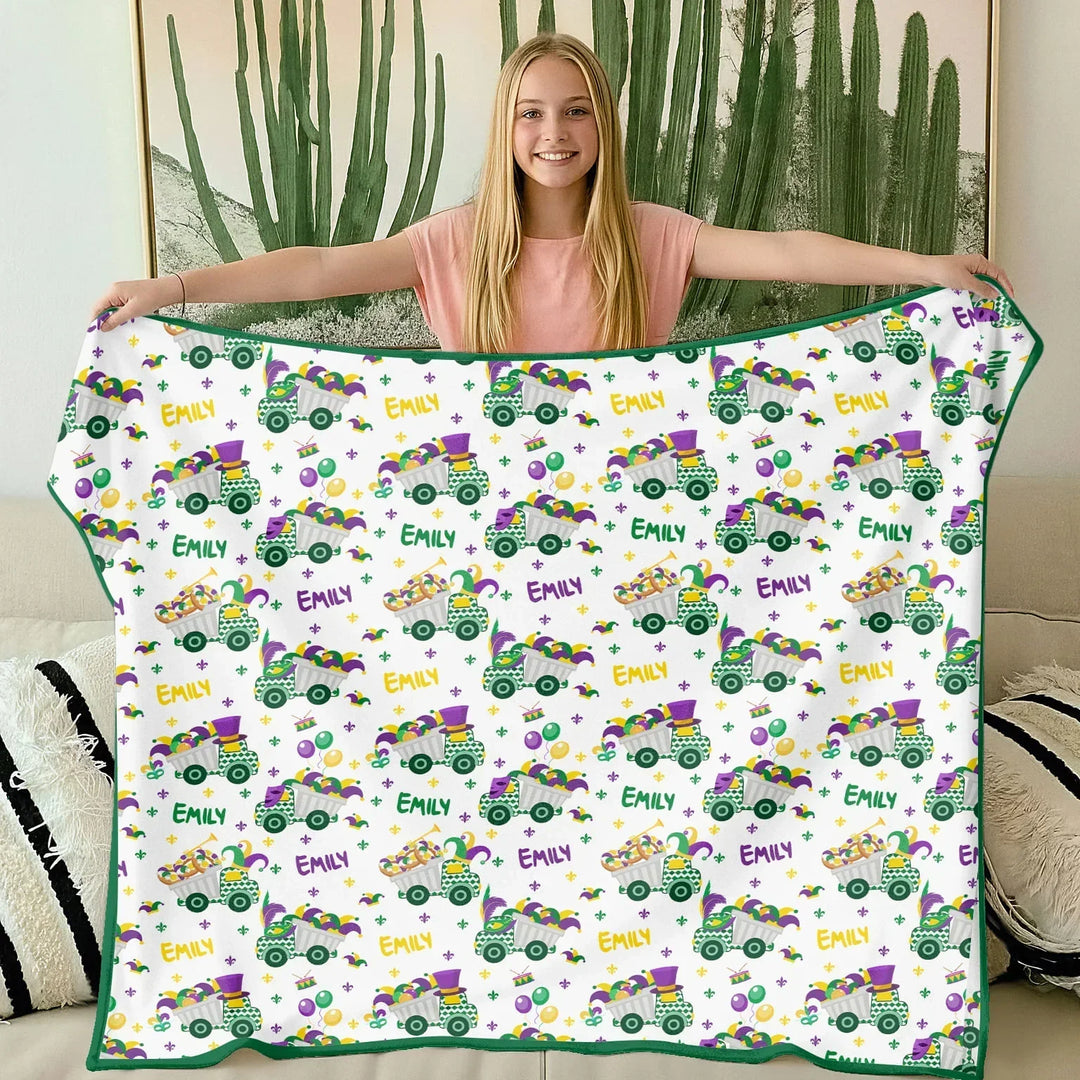 Mardi Gras Trucks Bamboo Blanket