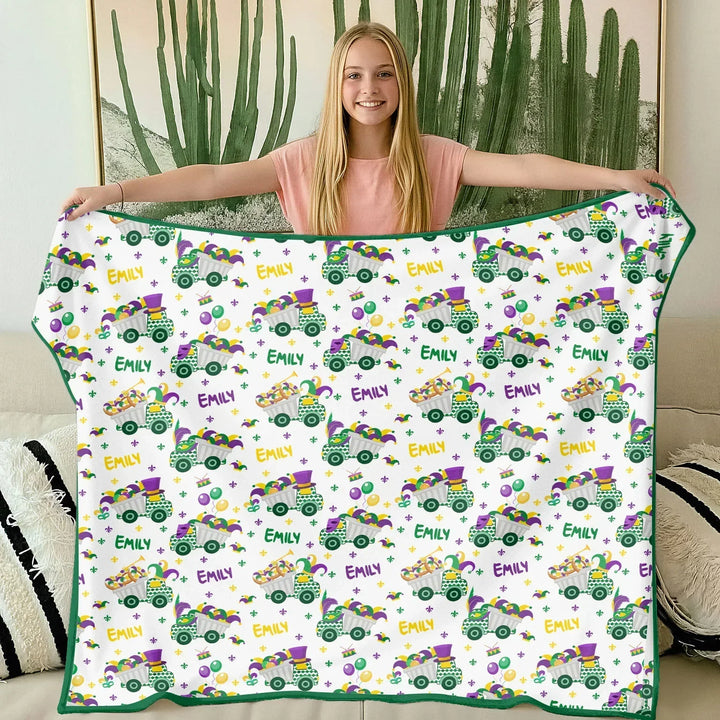 Mardi Gras Trucks Bamboo Blanket