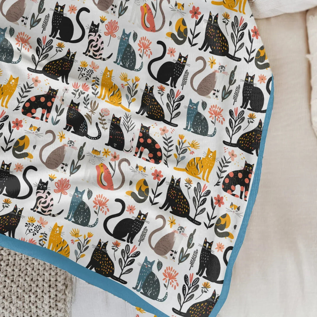 Botanical Cats Bamboo Blanket