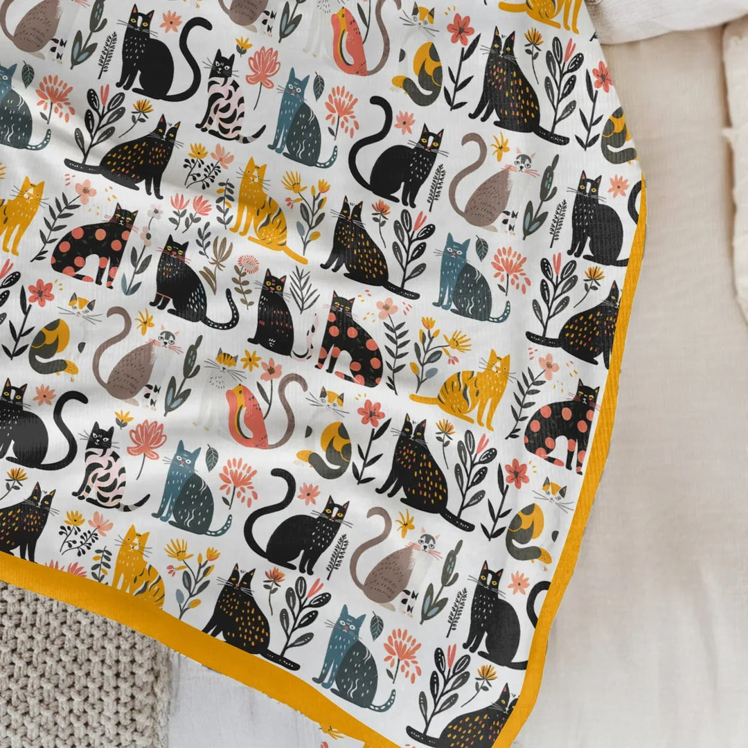 Botanical Cats Bamboo Blanket