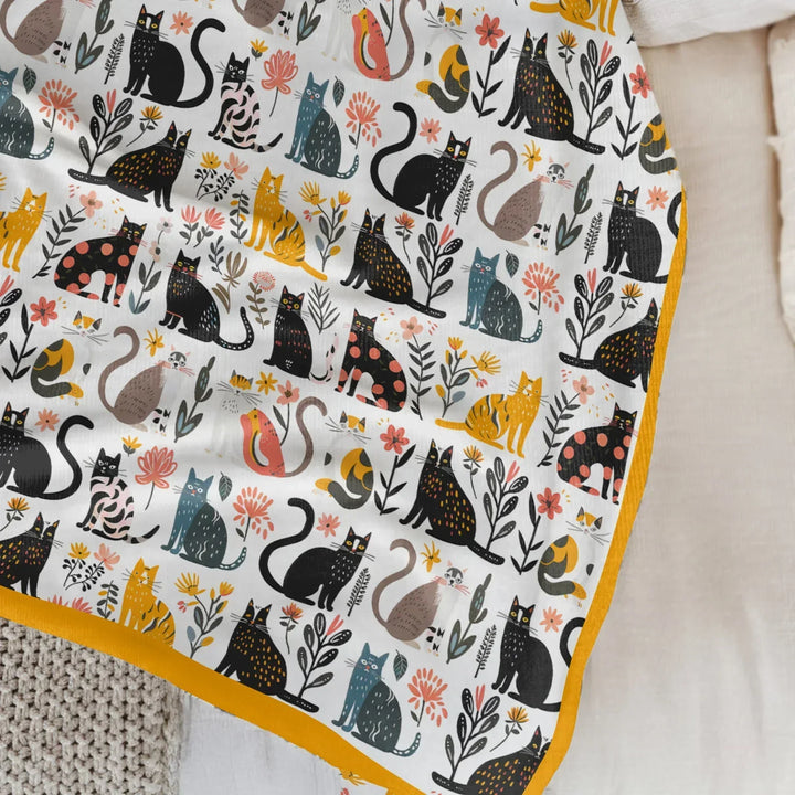 Botanical Cats Bamboo Blanket