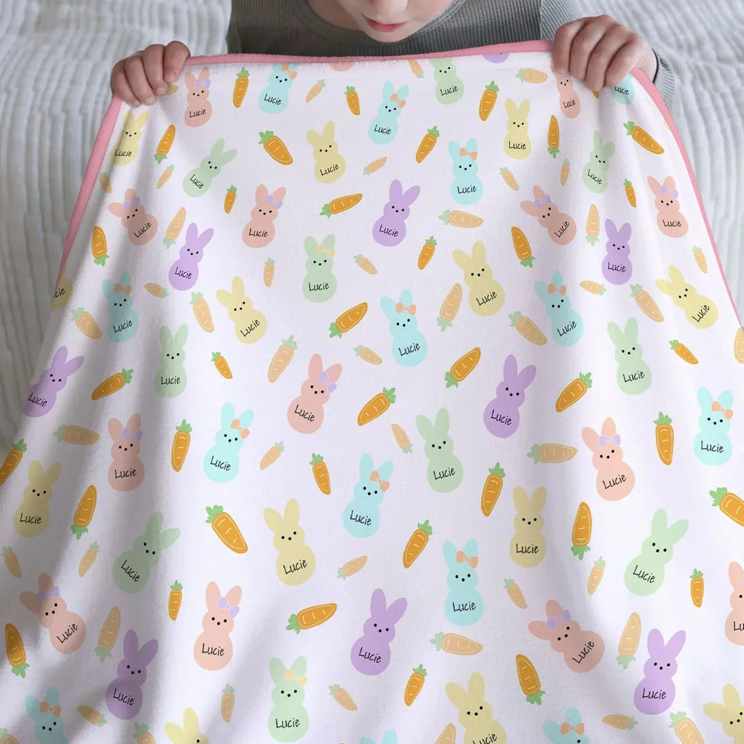 Custom Name Easter Bunny Bamboo Blanket
