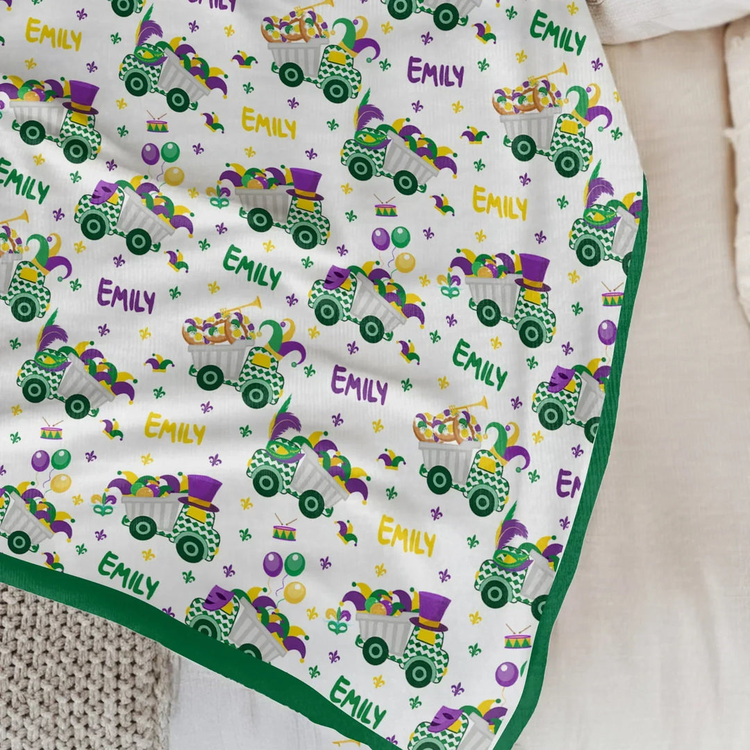 Mardi Gras Trucks Bamboo Blanket