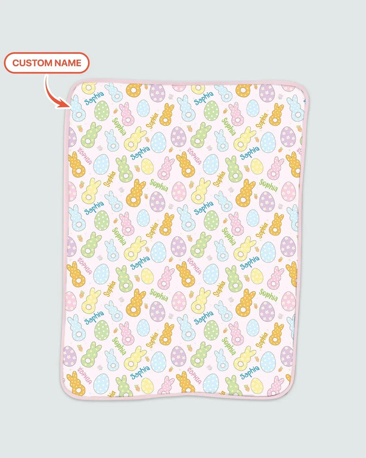 Custom Name Spring Pastel Easter Bamboo Blanket