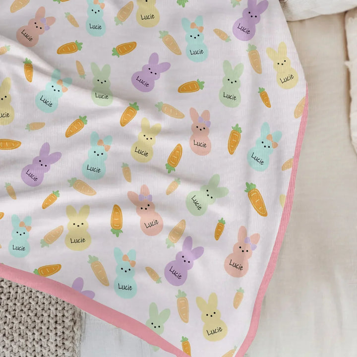 Custom Name Easter Bunny Bamboo Blanket