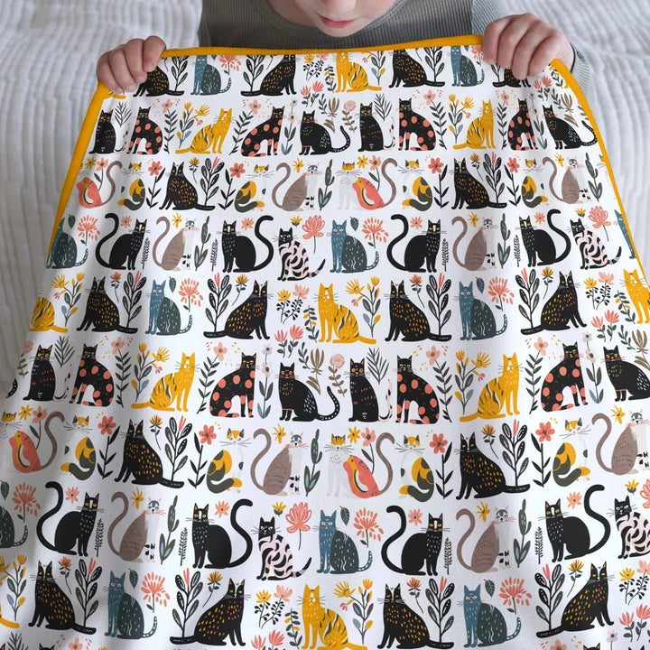 Botanical Cats Bamboo Blanket