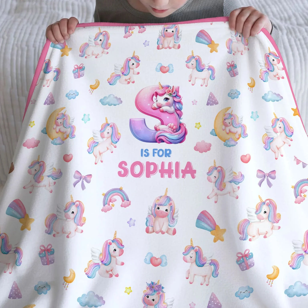 Unicorn Dreams Custom Name Bamboo Blanket