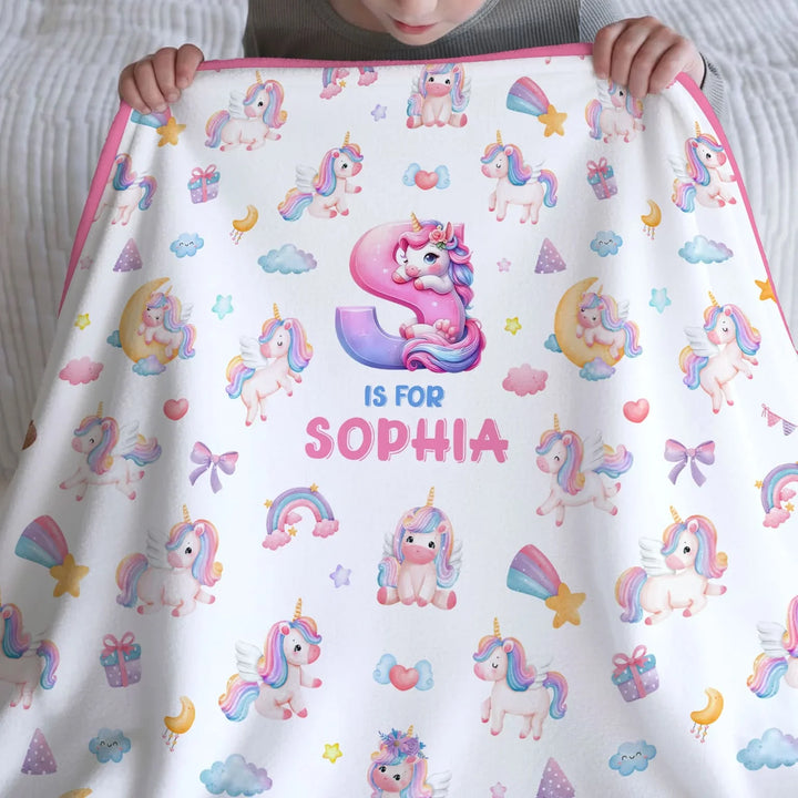 Unicorn Dreams Custom Name Bamboo Blanket