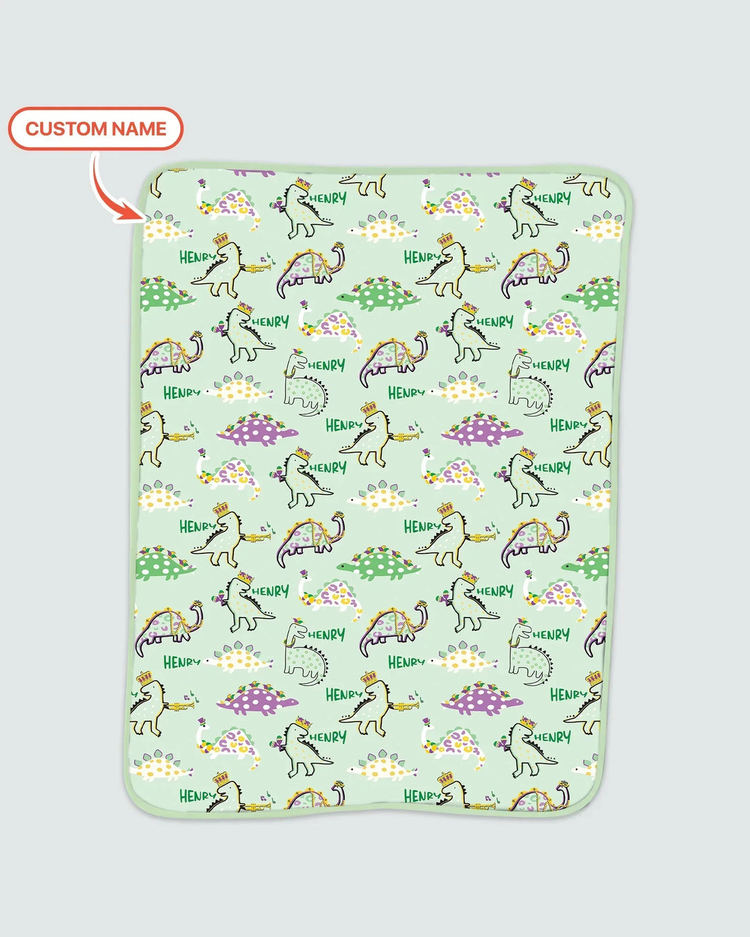 Custom Name Mardi Gras Saurus Bamboo Blanket