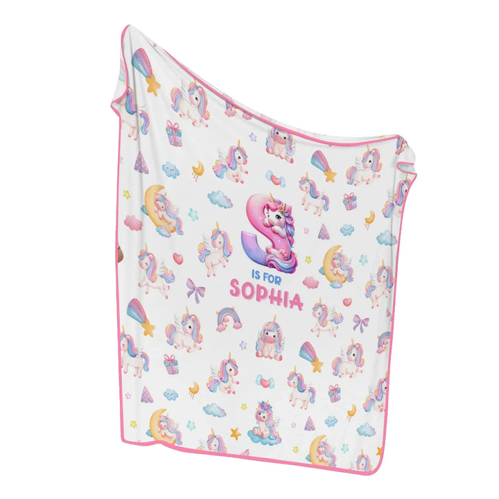 Unicorn Dreams Custom Name Bamboo Blanket