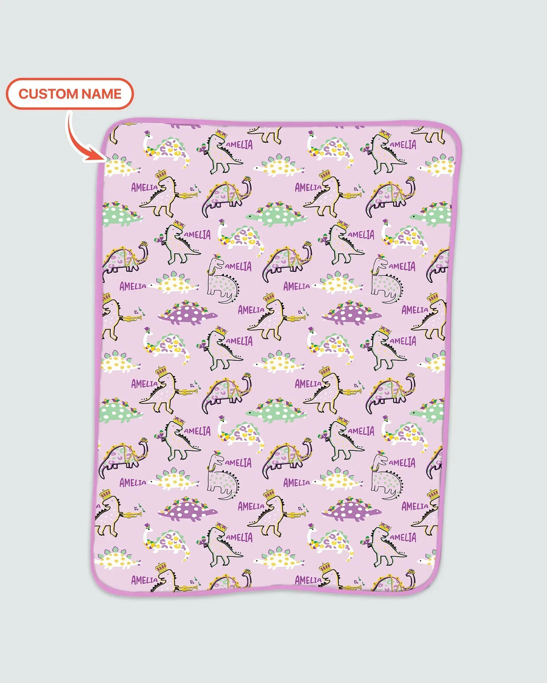 Custom Name Mardi Gras Saurus Bamboo Blanket
