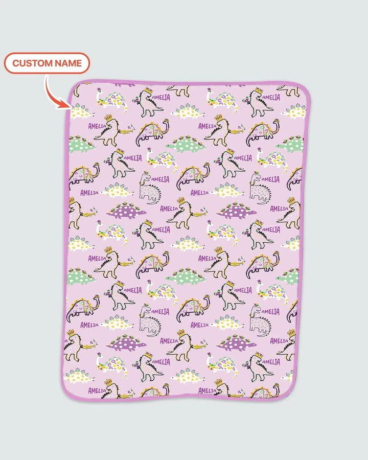 Custom Name Mardi Gras Saurus Bamboo Blanket