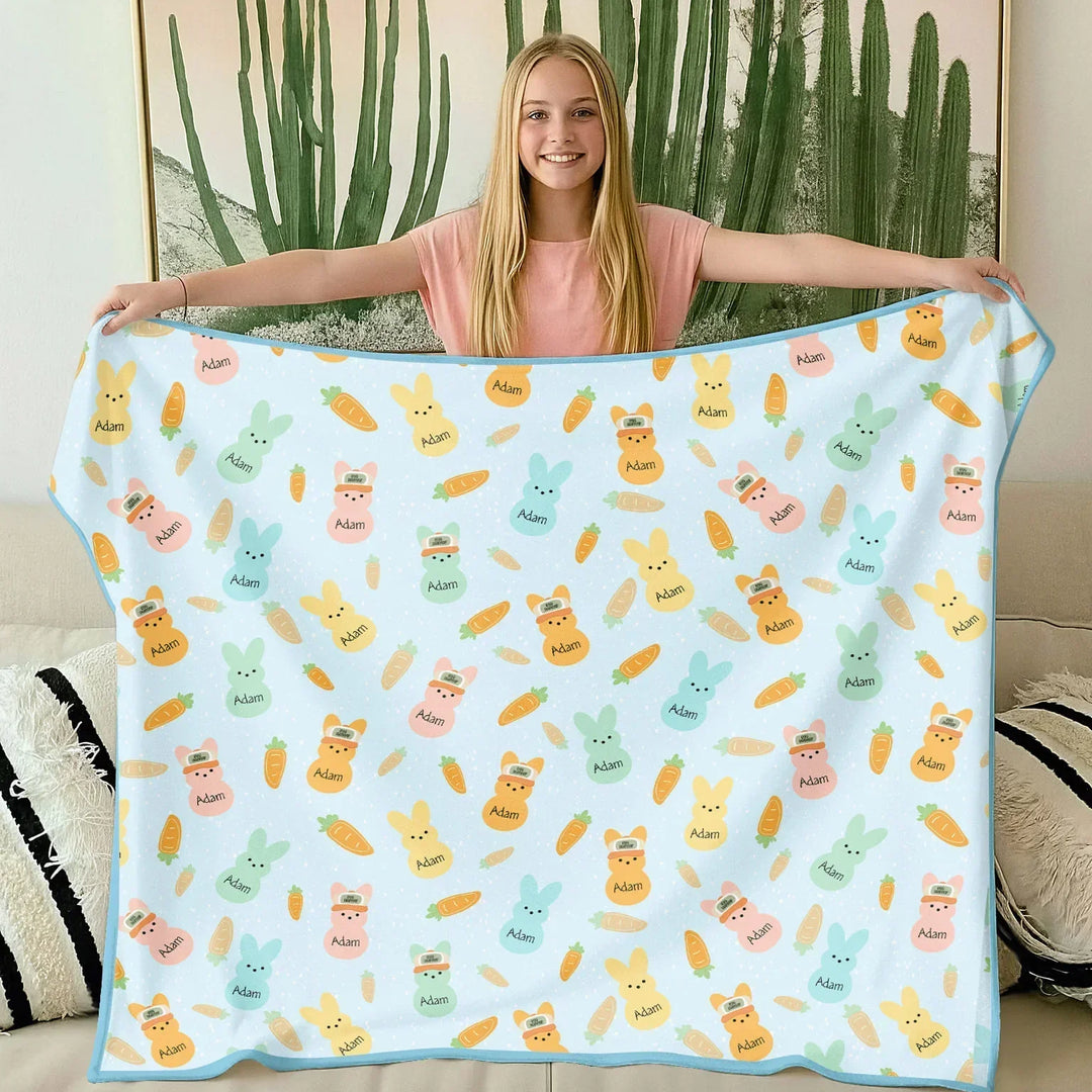 Custom Name Easter Bunny Bamboo Blanket