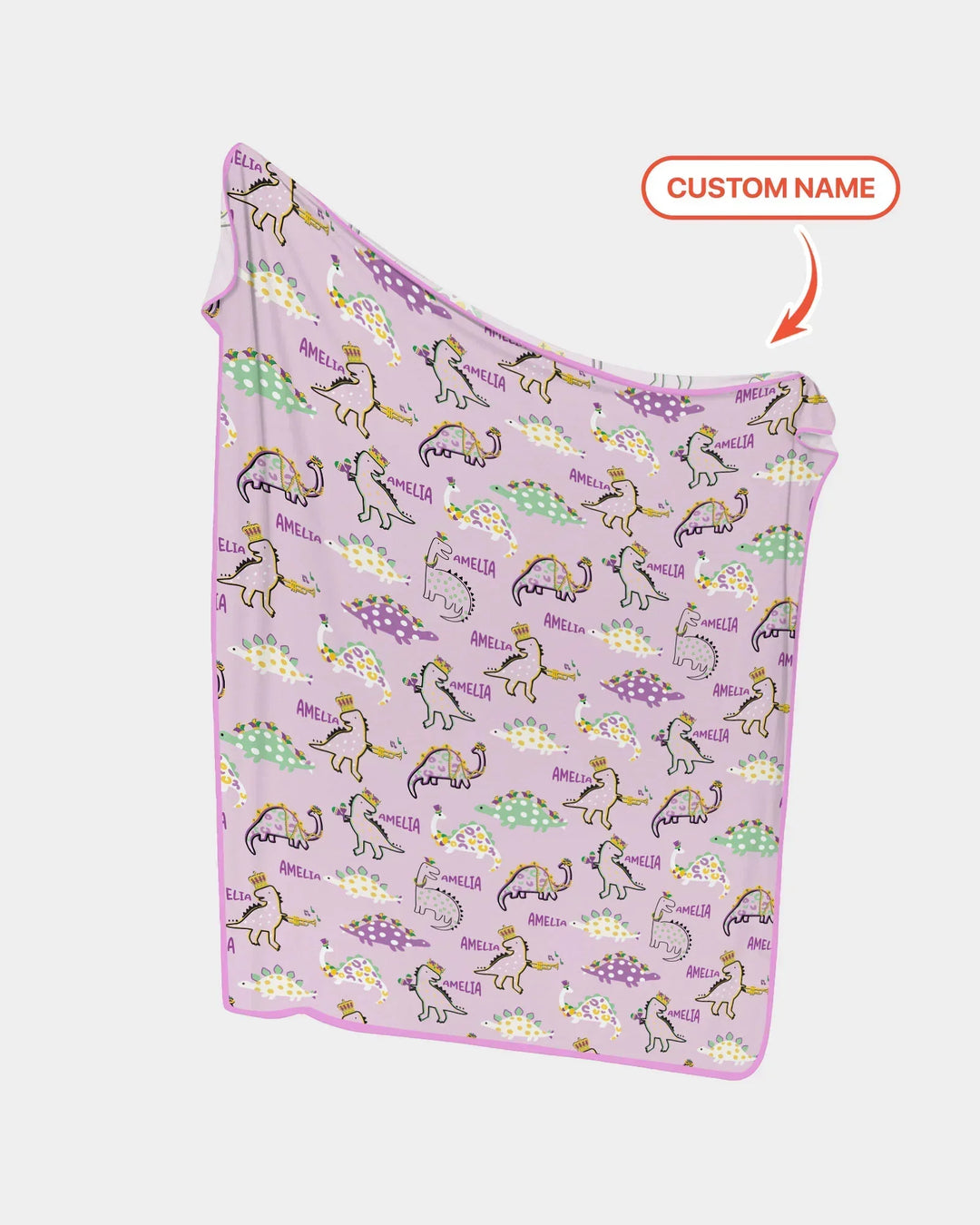 Custom Name Mardi Gras Saurus Bamboo Blanket