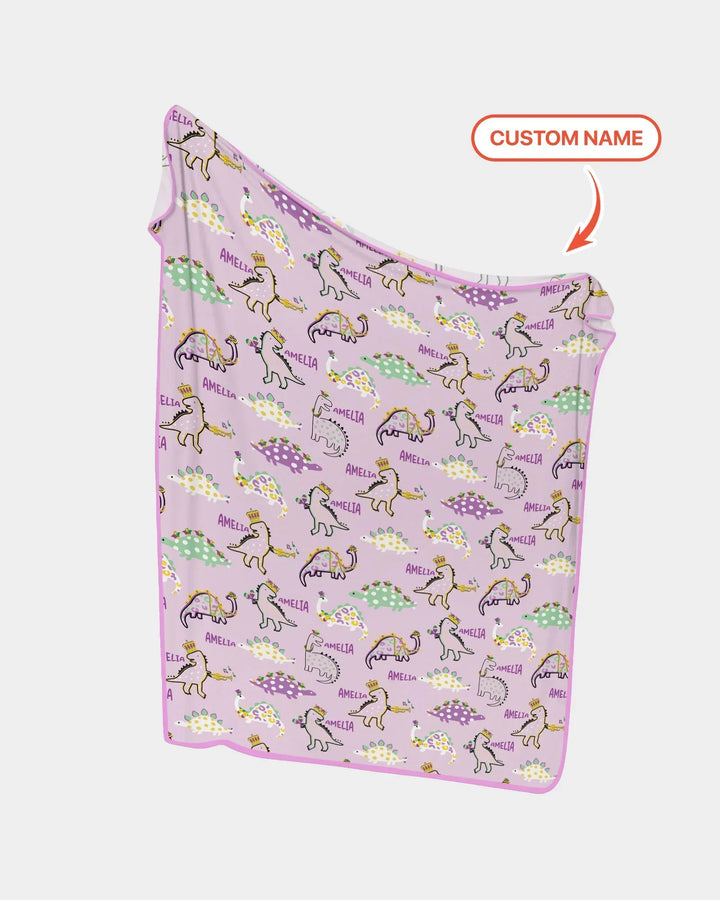 Custom Name Mardi Gras Saurus Bamboo Blanket