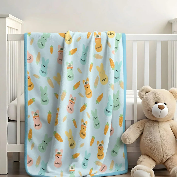 Custom Name Easter Bunny Bamboo Blanket