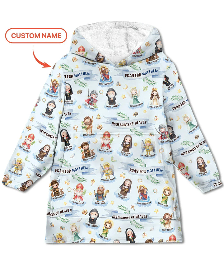 Holy Saints of Heaven Custom Name Bamboo Blanket Hoodie