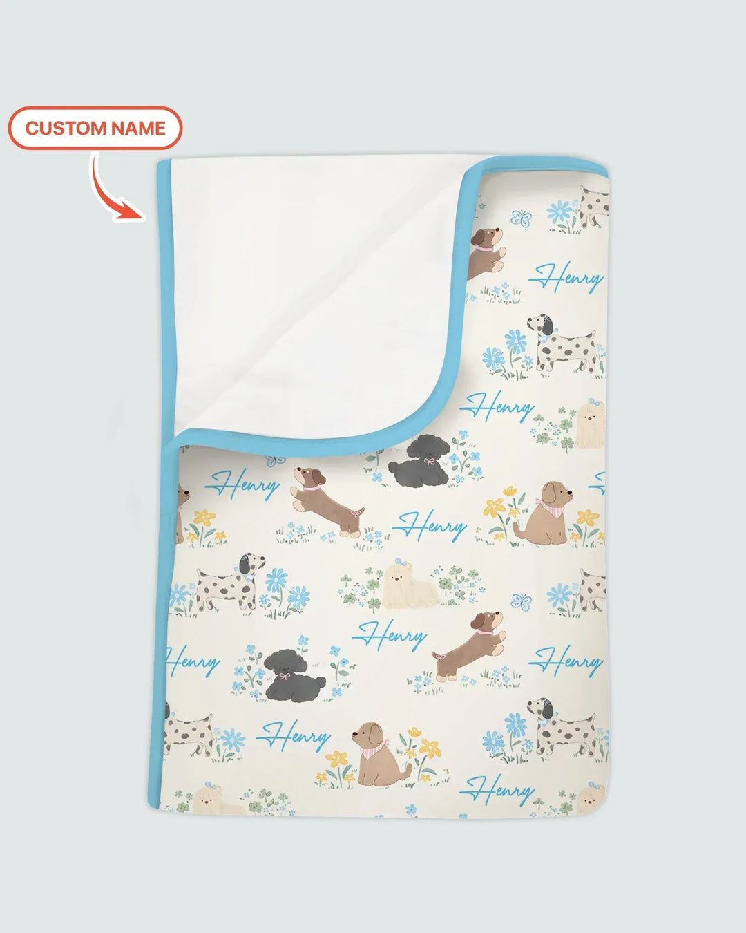 Custom Name Flower Dogs Bamboo Blanket